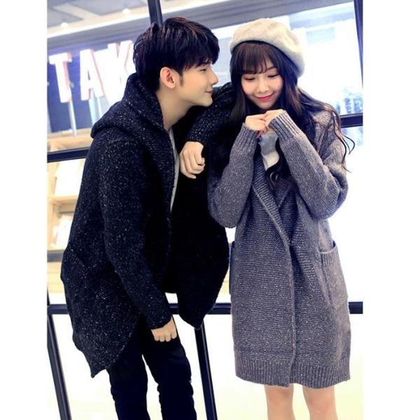 冬人気新作ニットコート ペアルック カップルお揃い パーカー ロングコート ご夫婦 上着 カップル上着 可愛プリント 彼女 奥さん お誕生日 結婚記 Buyee Buyee 日本の通販商品 オークションの代理入札 代理購入
