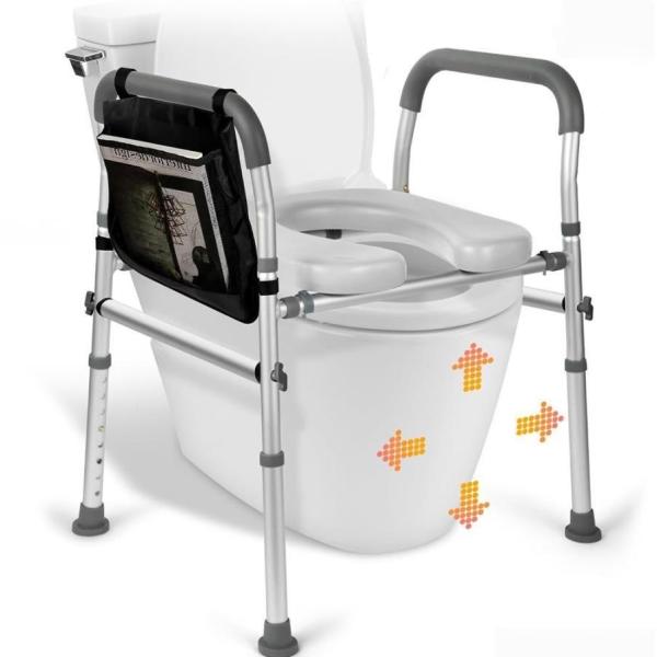トイレ手すり便座付きトイレ用手すり 折りたたみ式 高さと幅を調節可能 超耐荷重160kg 滑り止めと安定 組み立てが簡単 すべてのトイレに適用 妊婦、高齢者、障害
