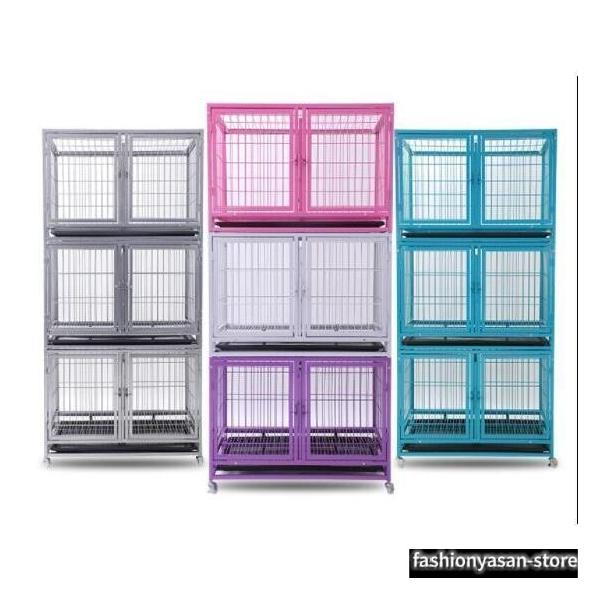 3階建てペットゲージのご案内です。キャスターも付属で、移動も楽々♪本格的なペットゲージです。下のトレイも取り外し可能。ちょっといいものをお探しの方にオススメです。商品詳細重量：  18kg  36kgスチール製