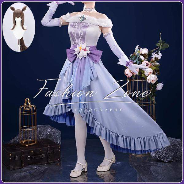 ウマ娘 アドマイヤベガ コスプレ ウィッグ 靴 フルセット 一式 セット売り ウマ娘 プリティーダービー 風 アドマイヤベガ 氷河の織姫 コスプレ