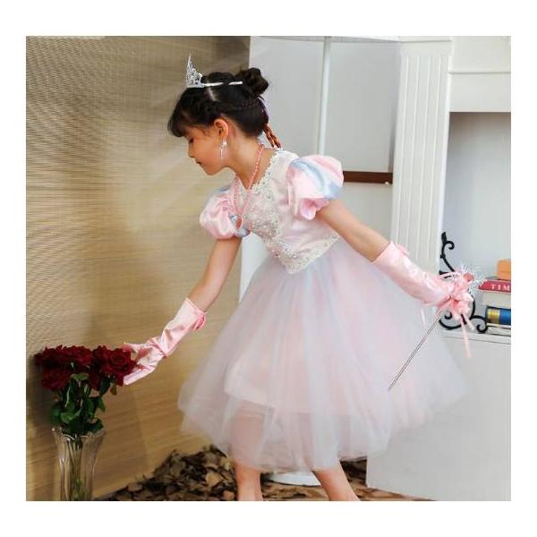 子供ドレス シンデレラ風 ワンピース女の子 コスプレ衣装cosplay ジュニア ピアノ 発表会 パーディー 演奏会 フォーマル 入園式 結婚式 ワンピース Apaproduction Fr