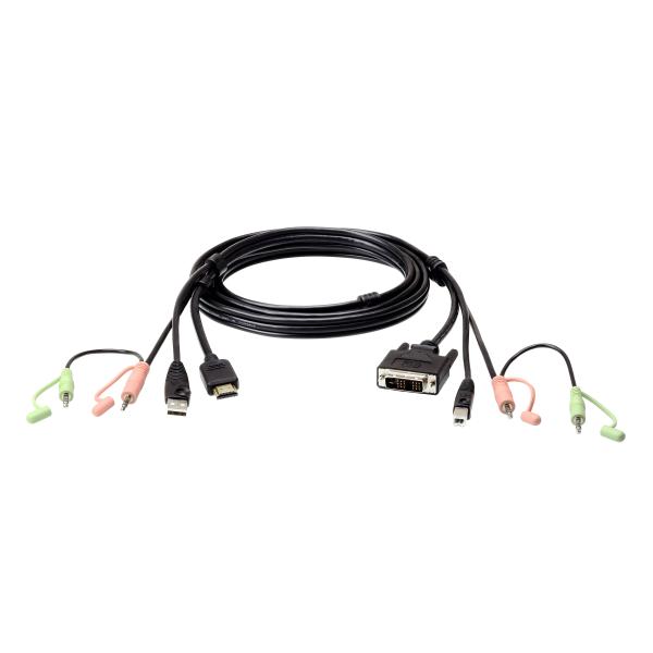 2L-7D02DH 1.8m USB KVMケーブル（HDMI→DVI-D変換機能、オーディオコネクター付属）