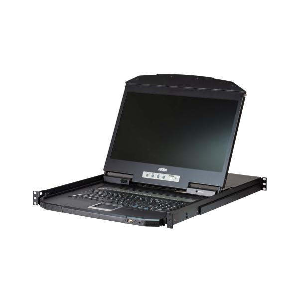 CL3108NXJJL　PS/2-USB対応 8ポートVGA シングルスライド ワイドスクリーンLCD KVMドロワー