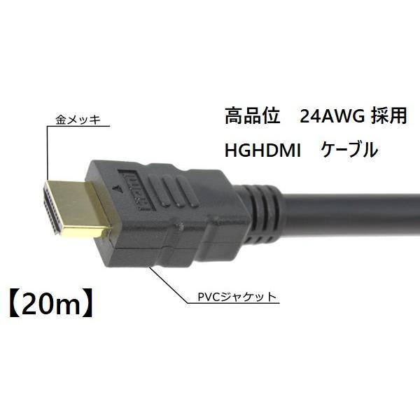20m　高品位　24AWG 採用　HGHDMI　ケーブル MTG-HGHDMI20-1