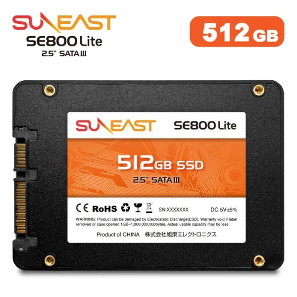 SUNEAST (サンイースト) 512GB 内蔵SSD 2.5インチ 7mm SATA3 6Gb/s 3D NAND Flash PS4動作確認済 SE800S25LT-512G 国内3年保証 送料無料