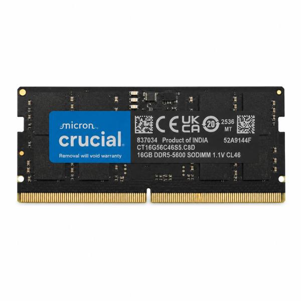新品 エコーパッケージ Crucial ノートPC用メモリ 16GB 1枚 DDR5-5600 SODIMM ノートパソコンメモリ 増設メモリ DDR5 5600MHz 電圧1.1V CL46 当店1年保証