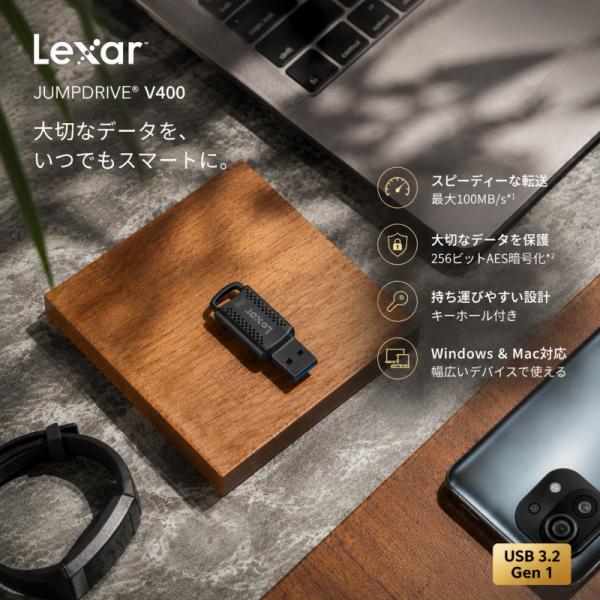 Lexar USBメモリ 32GB セキュリティ ビットAES暗号化 USBA フラッシュドライブ パソコン PC Mac バックアップ 写真 動画 保存 データ 資料 安全 保護 法人 会社