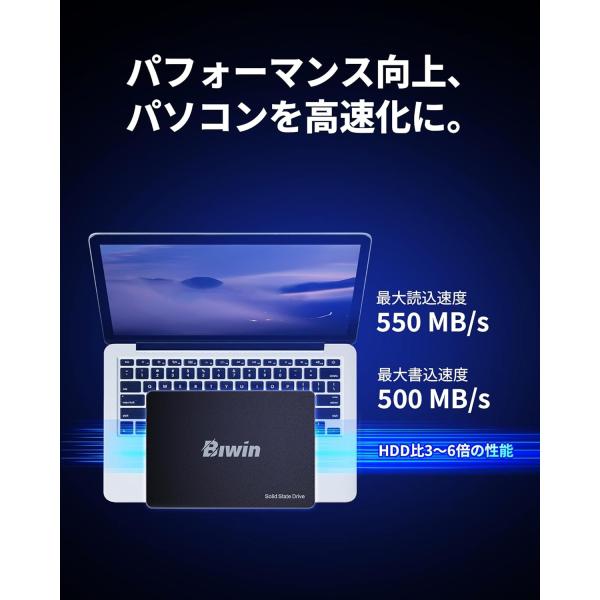 Biwin M100 2.5�C���` SSD 1TB 2.5�^ SATA III ����SSD SATA3 6Gb/s 1000gb 1t 2.5 SSD �X�g���[�W ���� �f�X�N�g�b�vPC �m�[�g�p�\�R�� ���X1�N�ۏ� ���s�A���i ���i�摜3