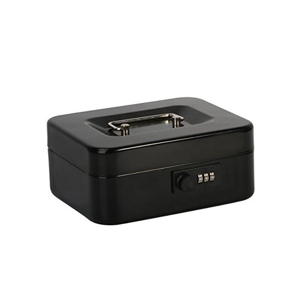 他サイト： Jssmst（ジェスマット）手提金庫 ダイヤル式 金属製 20x16x9cm B6サイズ CB0702M (ブラック)の商品画像