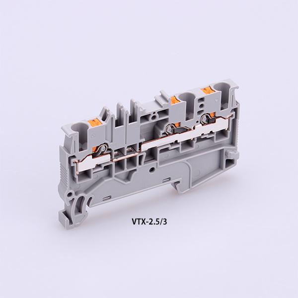 東洋技研　VTX-2.5/3（1コ）スプリングロック式端子台　端子間ピッチ5.2mm　0.5〜2.5mm^2　24A