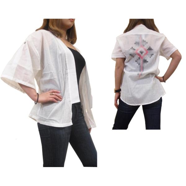 As Is KIMINI WOVEN レディース 羽織り 半袖 シャツ ジャケット トップス ゆったり 涼しい カジュアル 春 夏 シンプル 柄 透け感