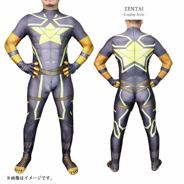Zentai ヒーロー グレー ケモノ アメコミ ゼンタイ ファスナー付き