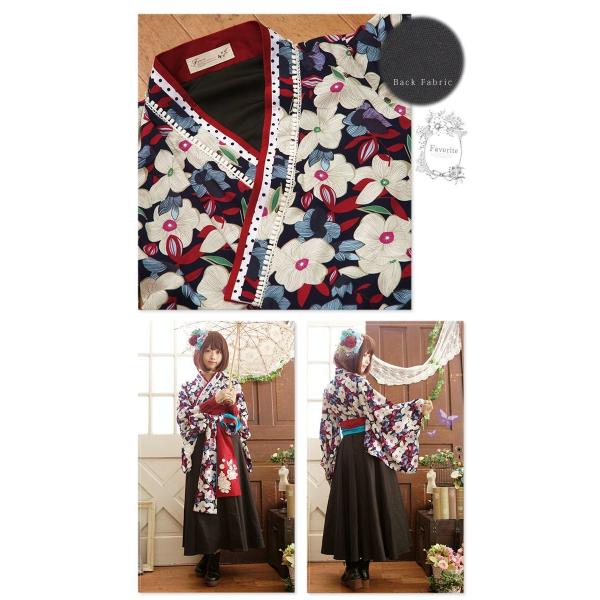 ワンピース ワンピース ロング丈 ブラック 秋冬 長袖 レース 花柄 レトロ 着物 大正ロマン Favoriteオリジナル Buyee 日本代购平台 产品购物网站大全 Buyee一站式代购 Bot Online