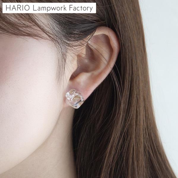 ＼9/20-22はポイント10倍／ ハリオ ピアス モアレ ガラス製 HARIO Lampwork Factory 手作り 日本製 ハリオランプワークファクトリー