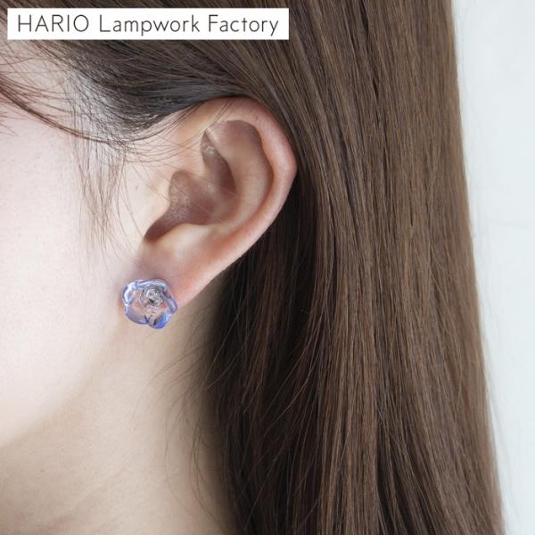 ＼P10倍 〜8/17 09:59／ ハリオ ピアス ネモフィラ ガラス製 HARIO Lampwork Factory 手作り 日本製 ハリオランプワークファクトリー
