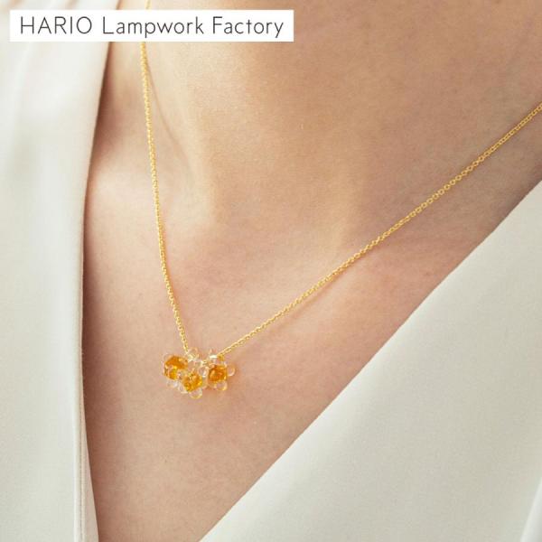 ＼9/15はポイント10倍／ ハリオ ネックレス ひとふさのミモザ 花 ガラス製 HARIO Lampwork Factory 手作り 日本製 小ぶり