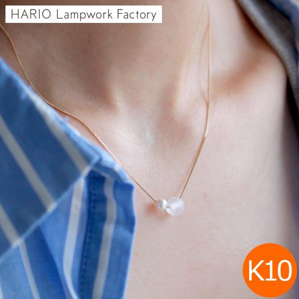 HARIO Lampwork Factory ハリオ ネックレス スノーパール K10