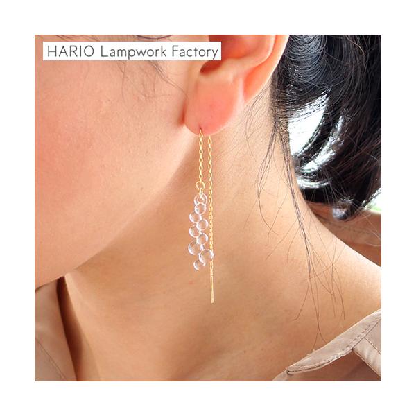 ＼6/19-22はポイント10倍／ ハリオ ピアス グロス 16 Water Drops 雫 ガラス レディース シンプル HARIO Lampwork Factory 手作り 日本製 揺れる