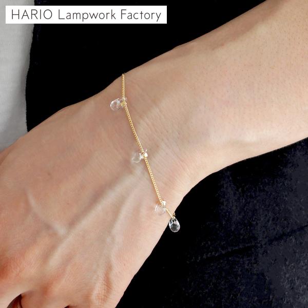 ＼9/15はポイント10倍／ ハリオ ブレスレット リトルティアーズ Water Drops 涙型 小粒 ガラス製 HARIO Lampwork Factory 手作り 日本製