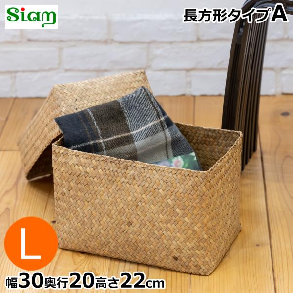 蓋付き 収納かご L 長方形 幅30cm バスケット 深型 サイアム カチュー