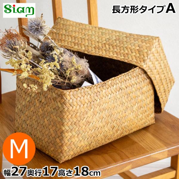 2/11はポイント10倍／ 蓋付き 収納かご M 長方形 幅27cm バスケット 深