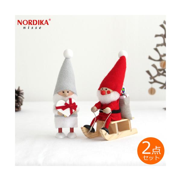 ノルディカニッセ サンタクロース 置物 2体セット 今季完売】ノルディカニッセ そりに乗ったサンタ ＋ トナカイ セット 2