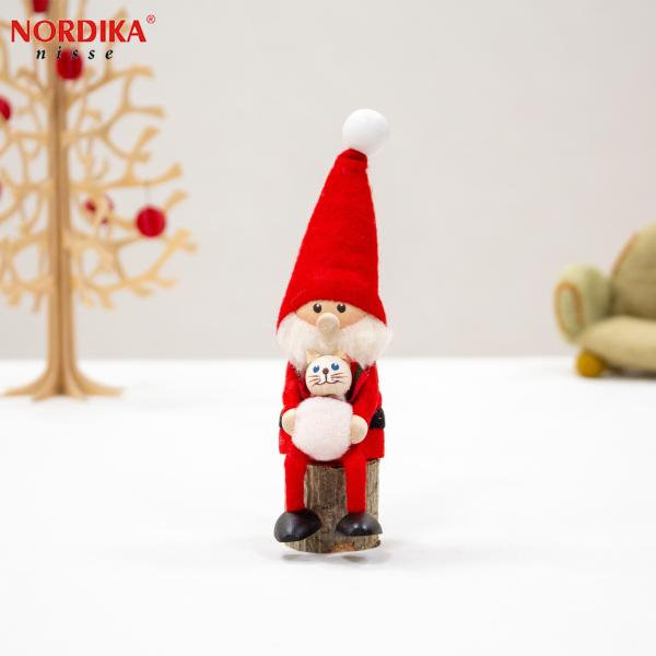 ノルディカニッセ ネコを抱えたサンタ フェルトシリーズ 赤 NORDIKA
