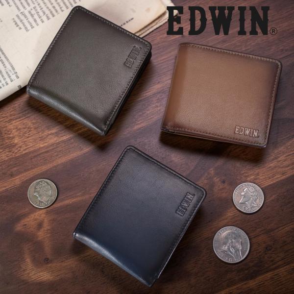 エドウイン（EDWIN）シャドー 二つ折り財布 メンズ財布 財布 ウォレット パスケース ギフトケースつき プレゼント 父の日 クリスマス 誕生日
