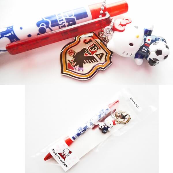 サッカー日本代表エンブレム・キティちゃんマスコット付き ボールペン
