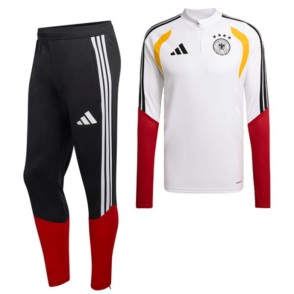 ●ドイツ代表 2026 TIRO26 1/4 ZIPトレーニング トップ長袖&パンツ 上下セット(ホワイト×ブラック)【adidas/アディダス】(KB4492&KB4442)