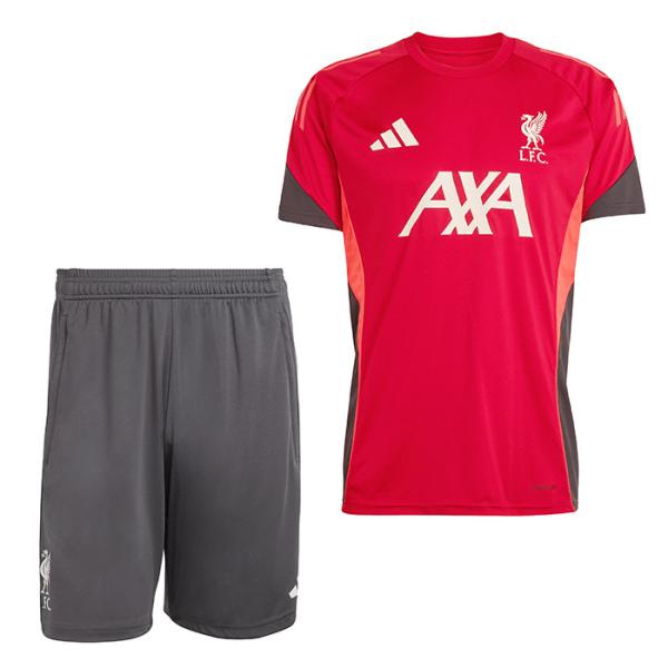 リバプール 25-26 TIRO25 トレーニングジャージー半袖＆ショーツ 上下セット(レッド×グレー)【adidas/アディダス】(KB1466&KB1471)