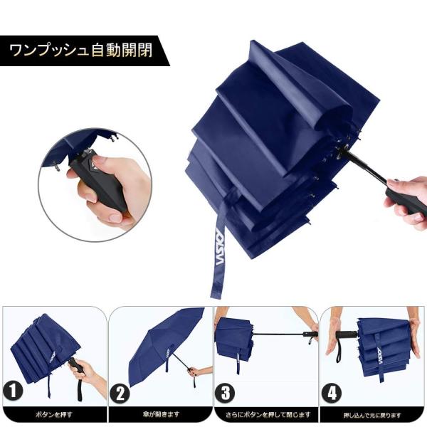 Wsky 折りたたみ傘 メンズ 頑丈な12本骨 自動開閉 折り畳み傘 118cm 風に強い 210t高強度グラスフ 正規取扱店 Teflon加工 大きい
