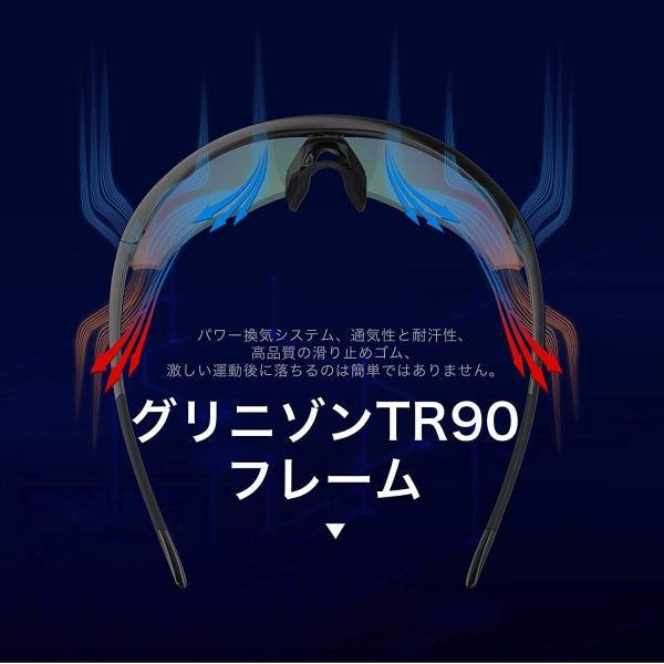 誕生日 お祝い Torege スポーツサングラス 交換レンズ3枚 超軽量 Tr90 サングラス 紫外線カット 自転車釣り野球テニススキーランニン Uv400