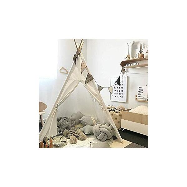 キッズテント 子供用ティピーテント お得セット おもちゃハウス 簡単に組立 ポータブル お誕生日 100 コットン製 W クリスマスプレゼント 秘密基地