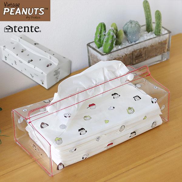 品切れ中！SNOOPYティッシュボックス  ☆tente☆ tente テンテ クリア ティッシュボックスカバー VINTAGE PEANUTS
