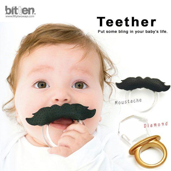 香港のブランド、fiftytwoways（フィフティトゥーウェイズ）から登場した、ファッション感覚で使えるとってもお洒落でユニークな歯固め。立派なヒゲ(ムスタッシュ)とゴージャスな宝石(ダイヤモンド)型の歯固めはインパクト大！みんなが赤ちゃ...