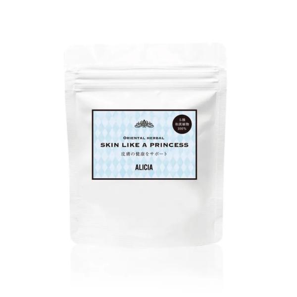 SKIN LIKE A PRINCESS（犬猫用健康補助食品）スキン ライク ア プリンセスは「お姫様のような肌」という意味で。主には皮膚の健康状態をサポートする５種の和漢植物をバランスよく配合した安心の健康補助食品です。ふりかけ状（粉）で...