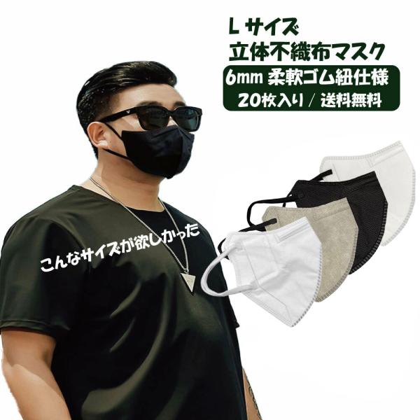 不織布 Lサイズ 立体不織布マスク 3dモテマスク バイカラー 20枚入