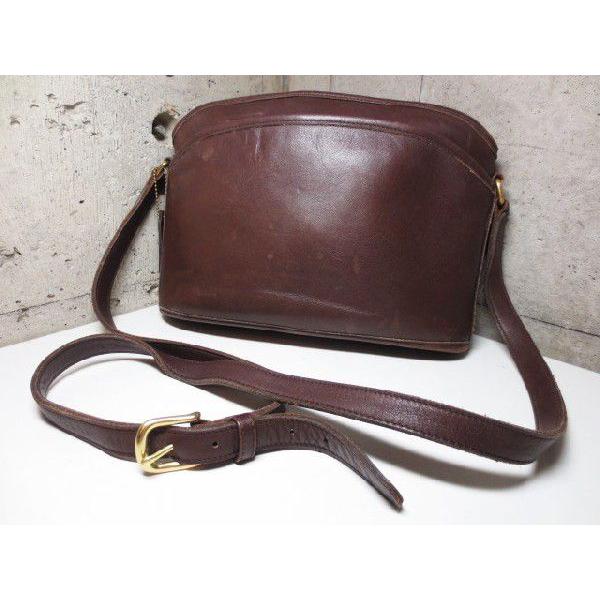 中古】 COACH/コーチ 本革 レザー ショルダーバッグ 焦げ茶 No K9P 