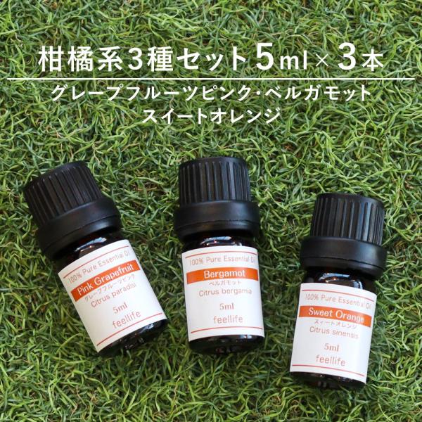 エッセンシャルオイルセット 3本 feellife ポイント15倍 アロマオイル セット 5ml 3本 柑橘系3種セット
