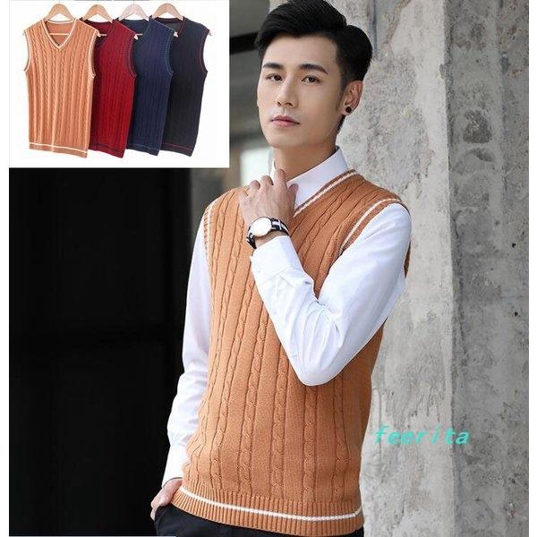 新作メンズニットベスト丸首ベストニットセータービジネスおしゃれカジュアルセーターベストシンプルカットソー紳士4色2枚 Fee1244eb フェリータ 通販 Yahoo ショッピング