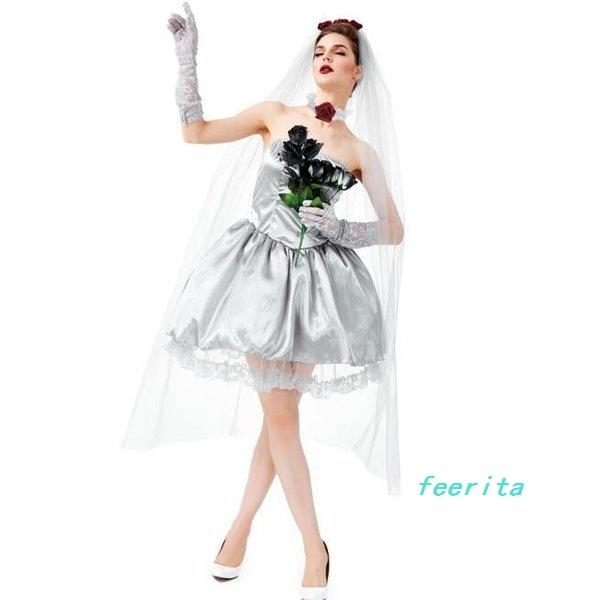 ハロウィンコスプレ花嫁レディース女性大人用ワンピース花嫁おばけダンスパーティーイベントコスチュームコスプレ衣装二枚 Fee1245c199c3d フェリータ 通販 Yahoo ショッピング