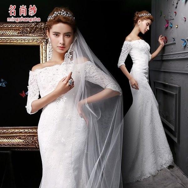 高級ウェディングドレス結婚式二次会ドレス花嫁ドレススレンダーラインオフショルダートレーン超豪華なトレーンドレスマーメイドライン二次会 Jornaldopovaodf Com Br