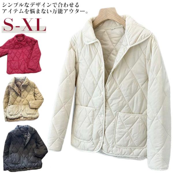 S-XL ジャケット レディース 長袖 秋 冬 ポケット付き 前開き ダウンジャケット トップス かわいい 大きいサイズ 冬服 ライトダウン あったか