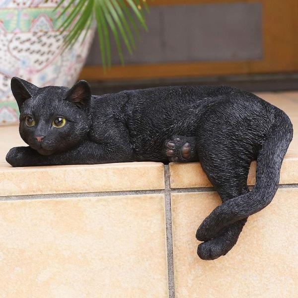 ファンシー ネコ 黒ねこ エンジェルマーク 猫 置物 インテリア ガーデニング ガーデンオーナメント 猫 好き な 人