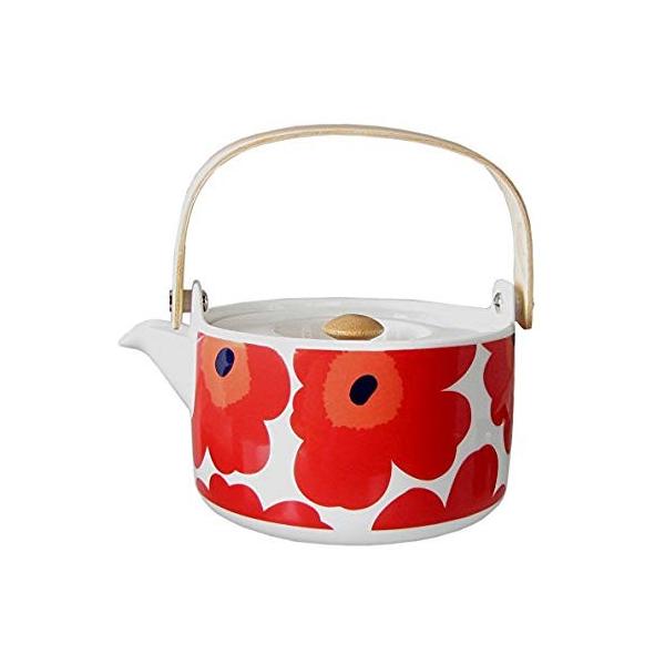 未使用 マリメッコ Marimekko ティーポット 急須 ウニッコ柄 Unikko 001 レッド700ml 6 ホワイト 並行輸入品