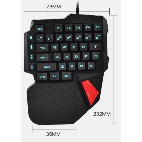 Jiroo 片手メカニカルキーボード ゲーミングキーボード 38キー プログラム可能 マーケット Led 背光 10 8 Mac 7 Windows O