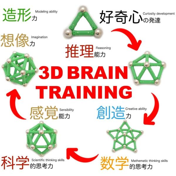 マグナスティックス 算数 や 図形 脳 がグングン パズル 育つ ３d 228ピース ２パック 456ピース 超人気 マグネット