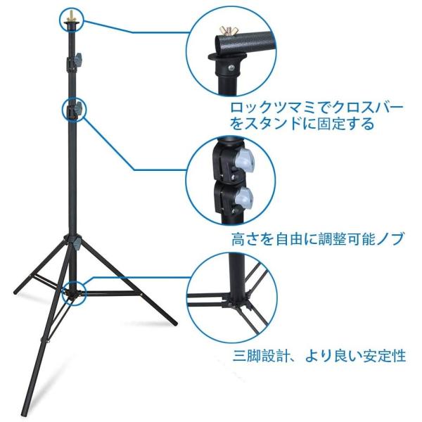 Hemmotop 高価値 背景スタンド 280 X 300cm 撮影スタンド 6個付き 撮影サンドバッグ2個と背景布クリップ 3m 大 安定性がよい