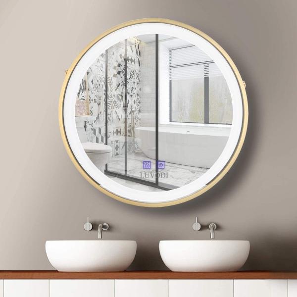 Luvodi 浴室 鏡 曇り止め Led 照明付き 洗面鏡 ミラー おしゃれ 化粧鏡 調光可能 洗面所 公式ショップ 壁掛け メモリー機能 お風呂 洗面 台